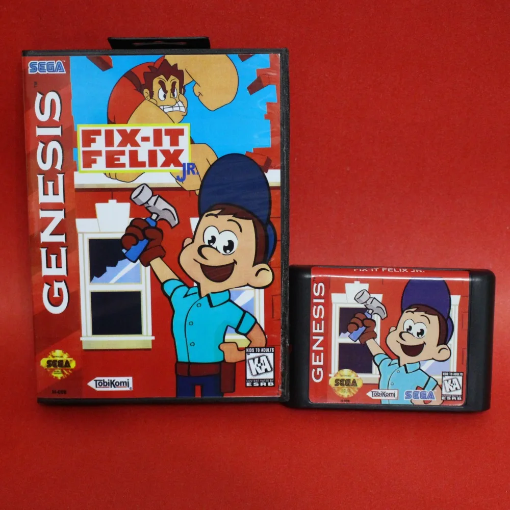 Fix It Felix Jr 16 бит MD карточная игра с коробку для Sega MegaDrive игровая консоль системы|card
