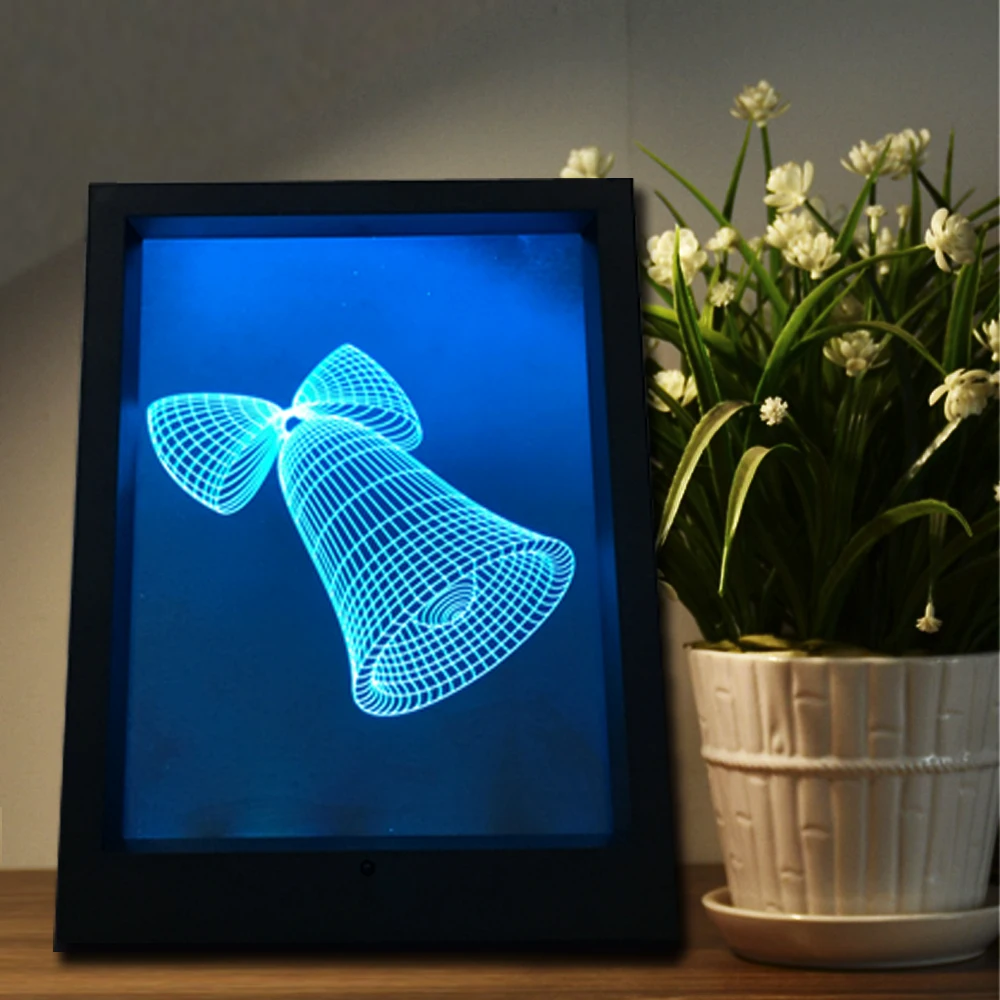 Рождественский Колокольчик 3D Ночь Свет Визуальный ИНДИКАТОР USB Настольная Лампа