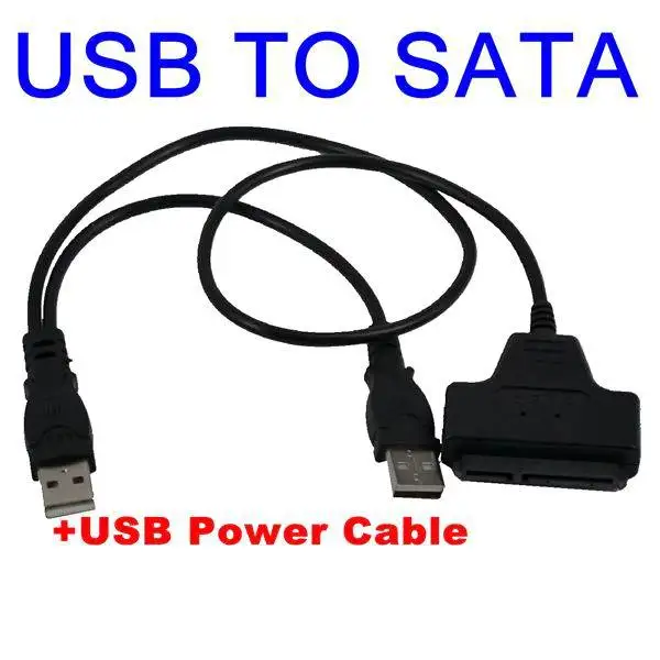 Dual USB to Sata 2.5 inch Hard Drive HDD Adapter Converter Serial ATA DVD CD with Power Cable For Laptop Optical