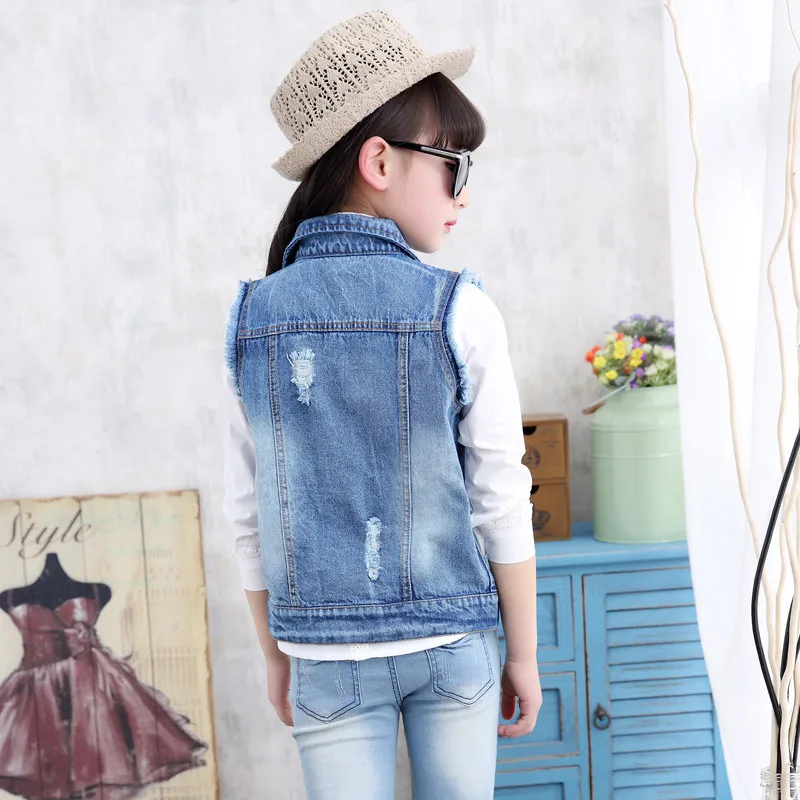 Джинсовый жилет для девочек ковбойский детей джинсовая куртка без рукавов