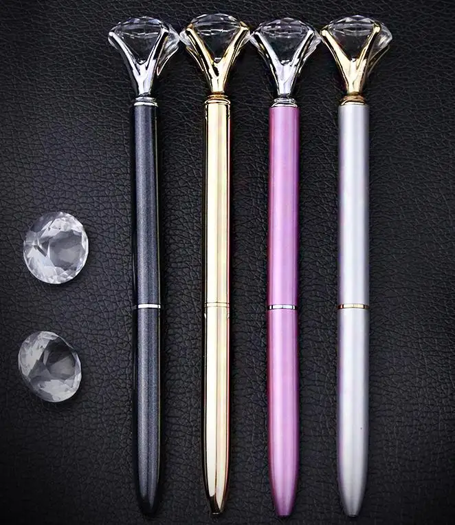 

Back To School Students Gift Ballpoint Pen Rhinestone Crystal Head Ball Pens Children Birthday Party Favors bag filler 25pcs
