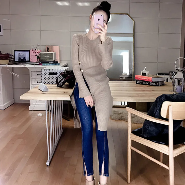 Женское винтажное облегающее платье Осеннее трикотажное большого размера с