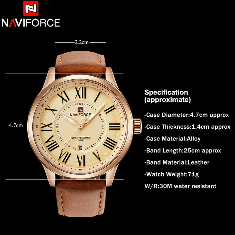 Новинка 2018 года NAVIFORCE бренд для мужчин повседневные часы Leatehr водостойкие