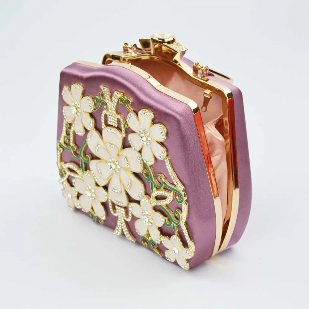 2018 Fashion White Flower Women Clutch Bag Purple Red Gold bamboo Pattern Evening Chain Mini Shoulder | Багаж и сумки