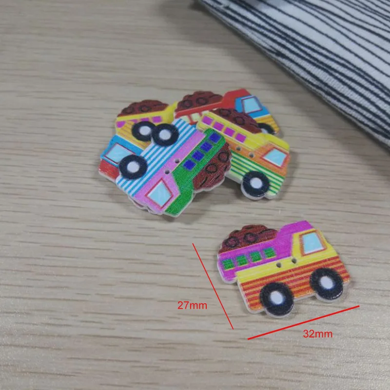 truck 50 шт. DIY ручной работы смешанный пошив скрапбукинга поделки аксессуары 2 отверстия кнопки милые Мультяшные животные деревянные пуговицы - Цвет: truck