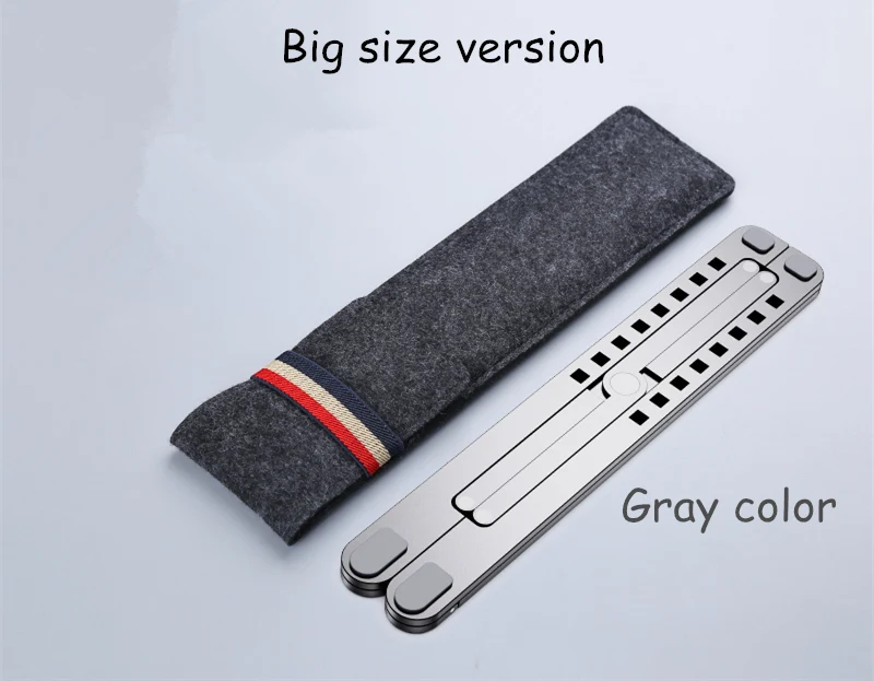 Big size gray Подставка для ноутбука вентилируемая 8 регулируемая высота ноутбука стояк алюминиевый охлаждающий держатель для ноутбука портативный для MacBook Air Pro 11-17'' - Цвет: Big size gray