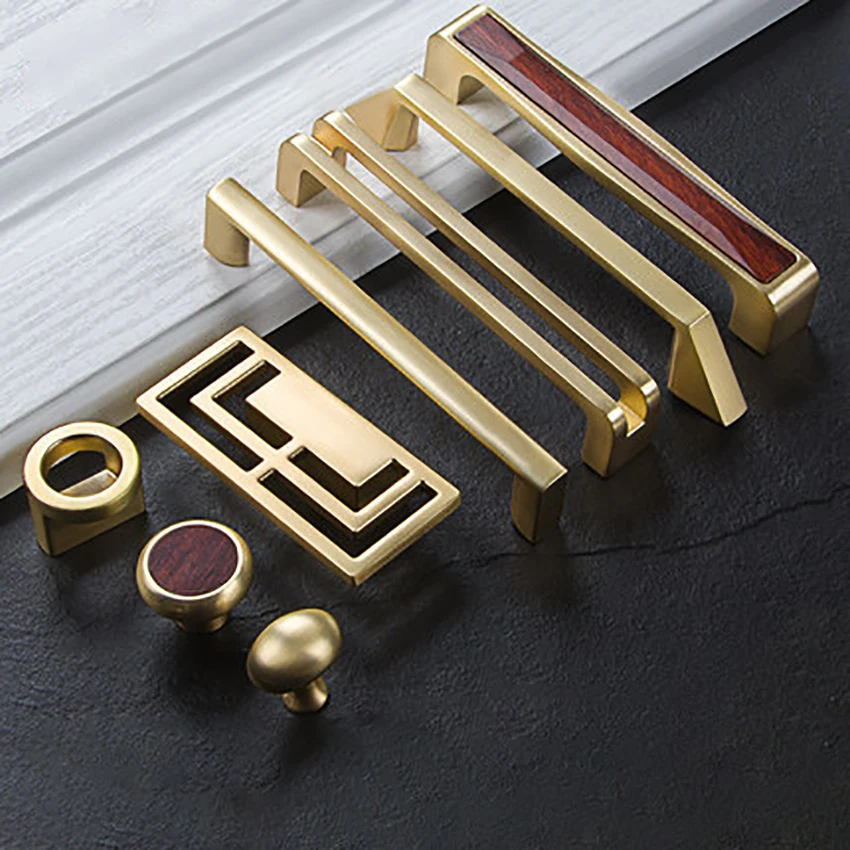 

Gold Cabinet door handle drawer gold wood pattern modern cabinet wardrobe door pulls single round furniture knobs multi-type NEW