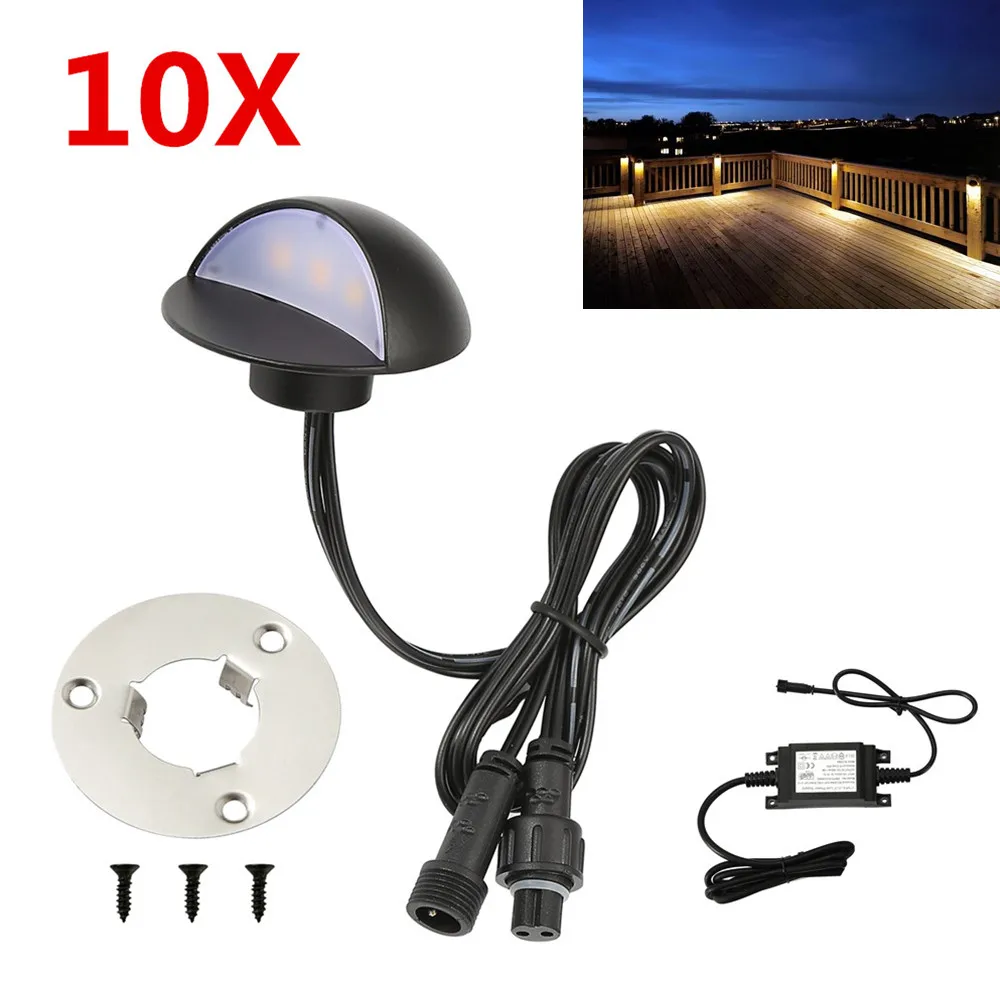 10Pcs/lot 50mm Warm White 12V Black Half Moon Waterproof Garden Yard Pathway Plinth LED Deck Rail Stairs Step Fence Post Lights