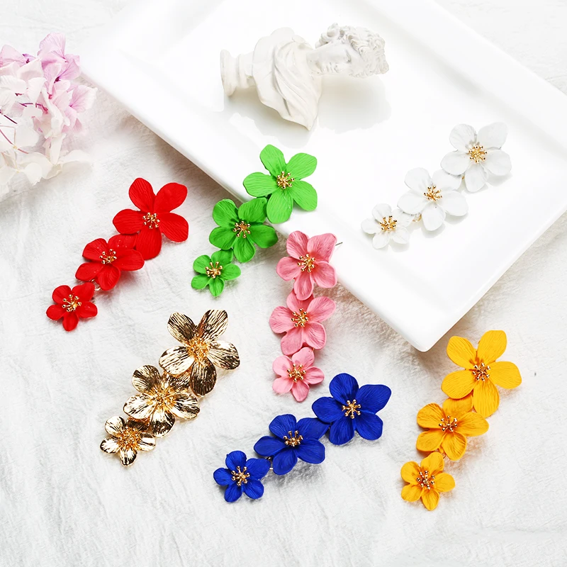 

women's earrings 2020 elegant flower statement earrings floral summer earings Trendy hanging pendientes dangling Jewelry