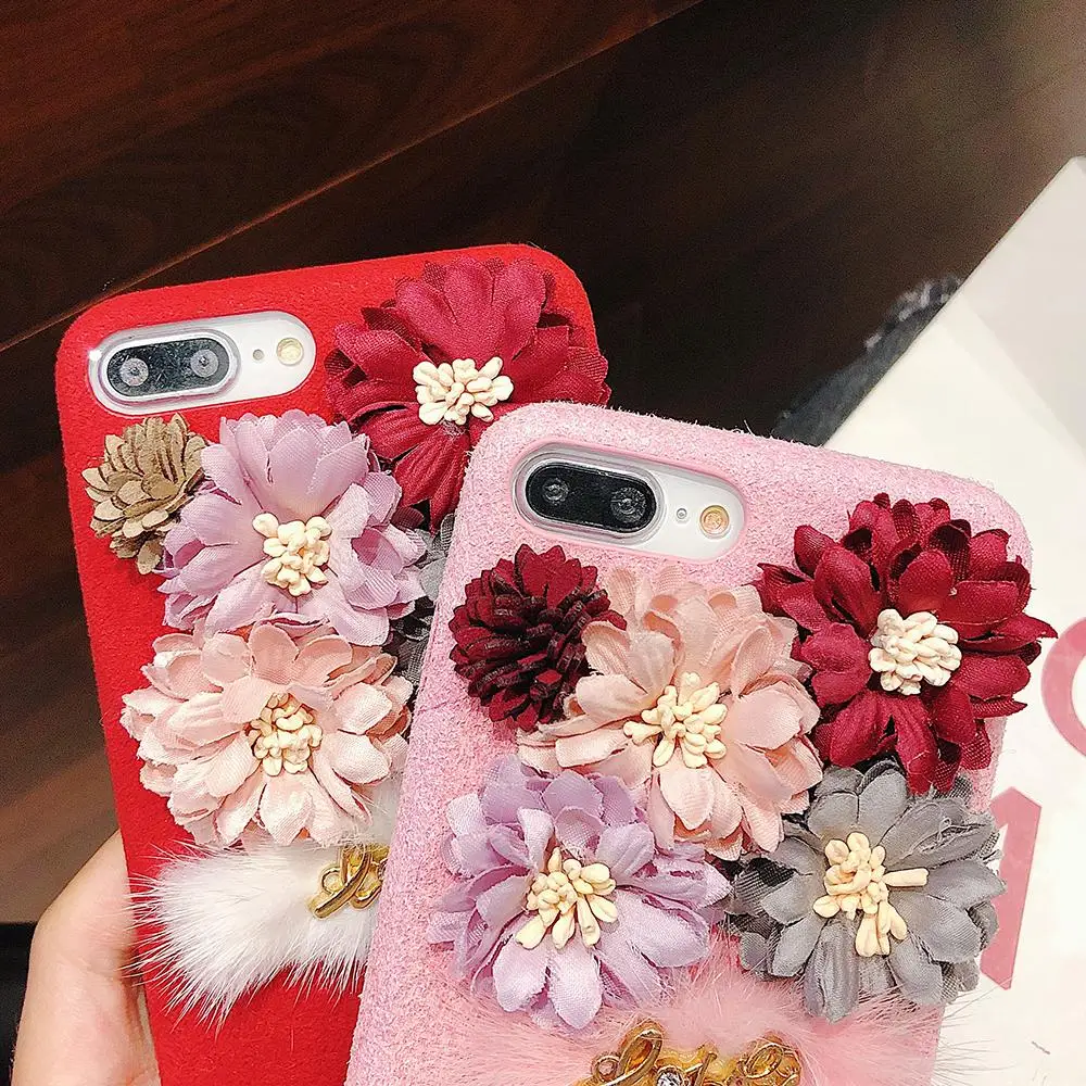 3D чехол для телефона с цветочным рисунком iPhone X XS Max 8 7 Plus роскошный мягкий девочек