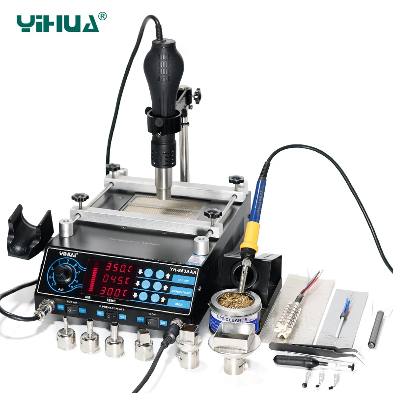 Паяльная станция Yihua 853AAA 650 Вт SMD паяльник с горячим воздухом 3 функции в 1 +