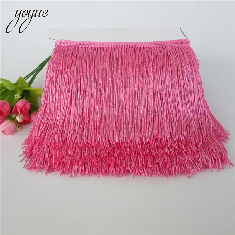 Pink 1 ярд 15 см длинная бахрома кружево кисточка полиэстер кружевная отделка Лента для латинских танцев юбка занавеска бахрома для шитья DIY аксессуары - Цвет: Pink