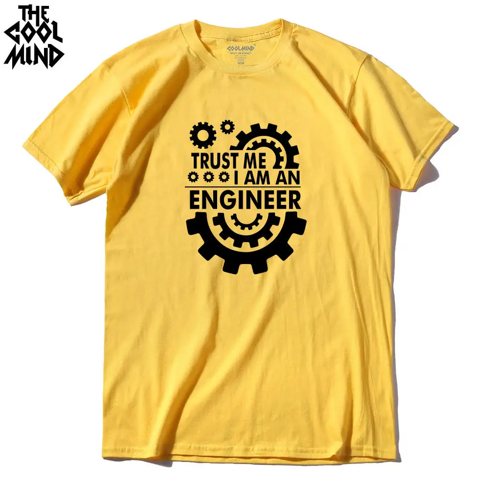 COOLMIND TR0112A, Хлопковая мужская футболка с принтом «TRUST ME I AM AN engineer», повседневная мужская футболка с круглым вырезом, трикотажные топы, футболки