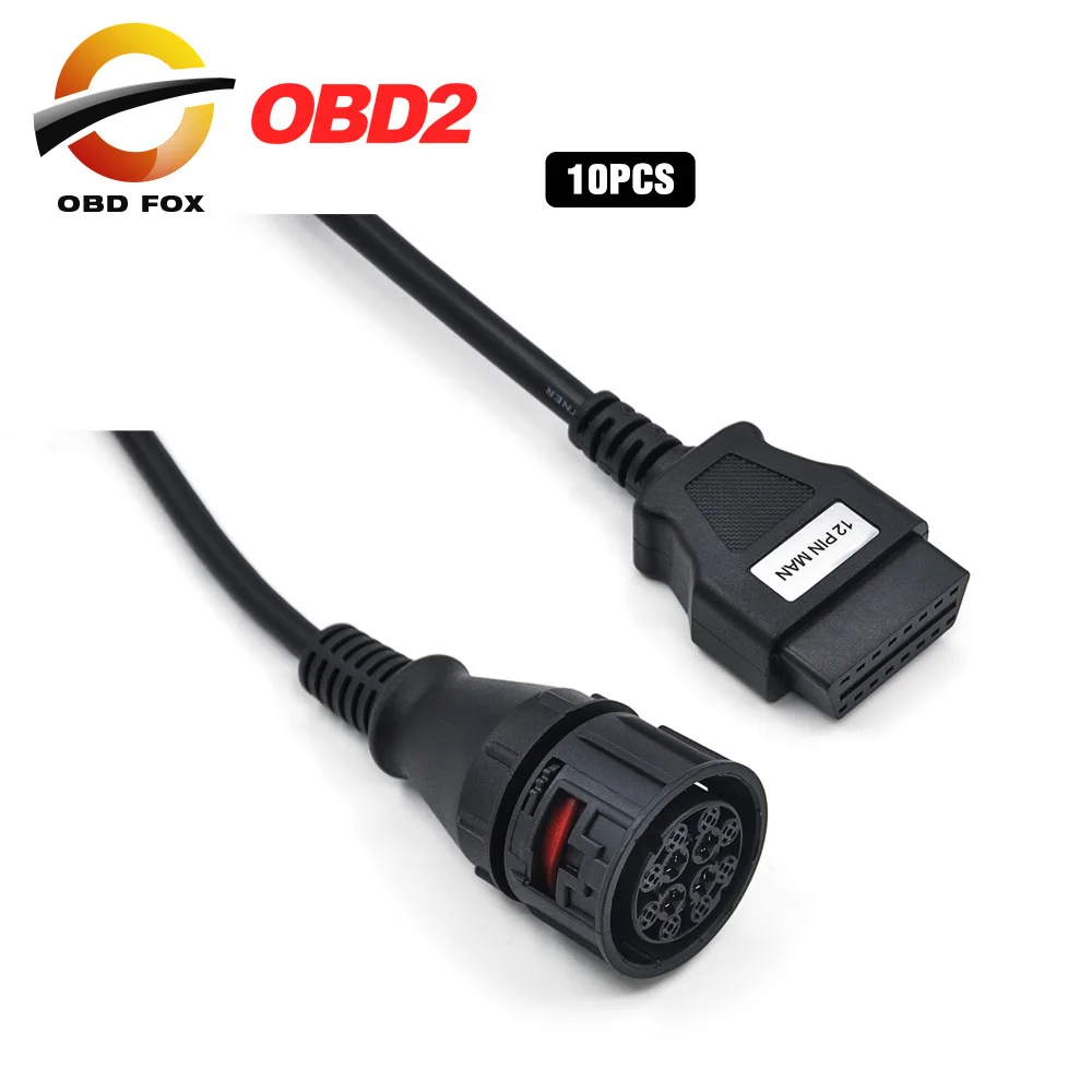 

Кабель для грузовика, 12 контактов к OBD2 16-контактный разъем, DLC, OBD, OBDII, 10 шт./лот