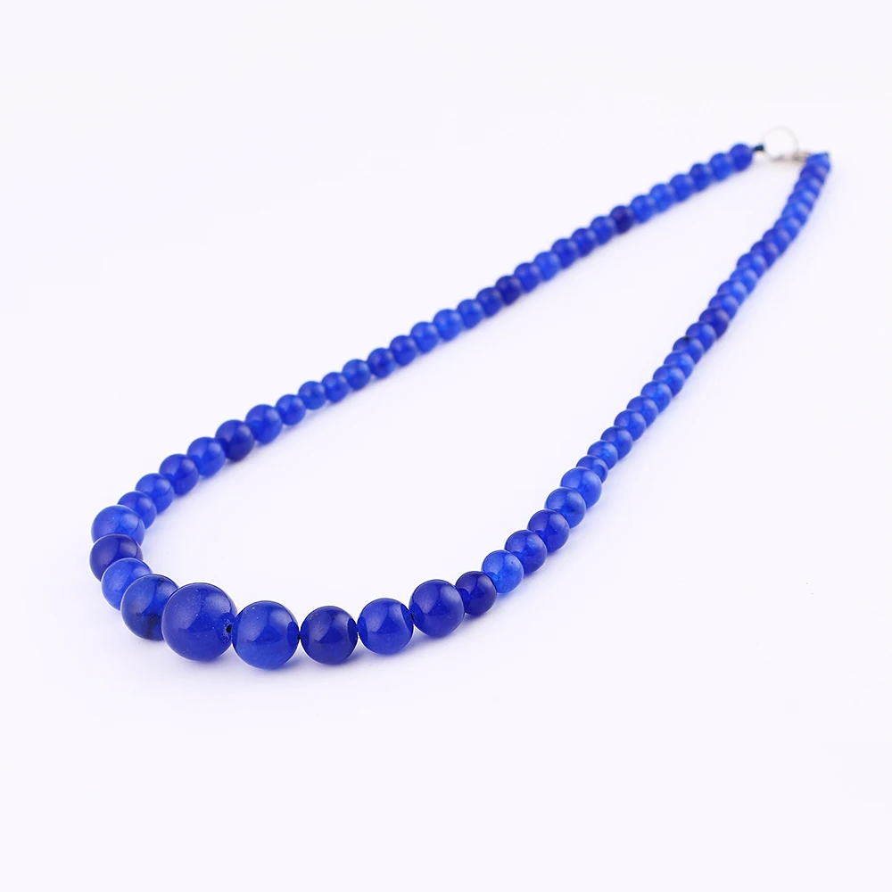 Artilady Blue Color Natural Crystal Stone Pendant Necklace Fashion For Women Jade Bead Chain Jewelry Power Dropshipping |