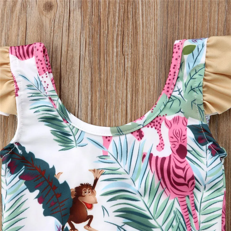 Летний детский цельный бикини для девочек новинка 2018 милый купальник маленьких с