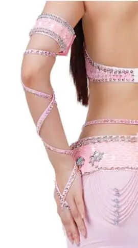 Pink Bling Sequin Cloth Lightweiht танцевальный браслет для живота змеиная нарукавная повязка с эластичным ремешком на руку с цепочкой - Цвет: Pink