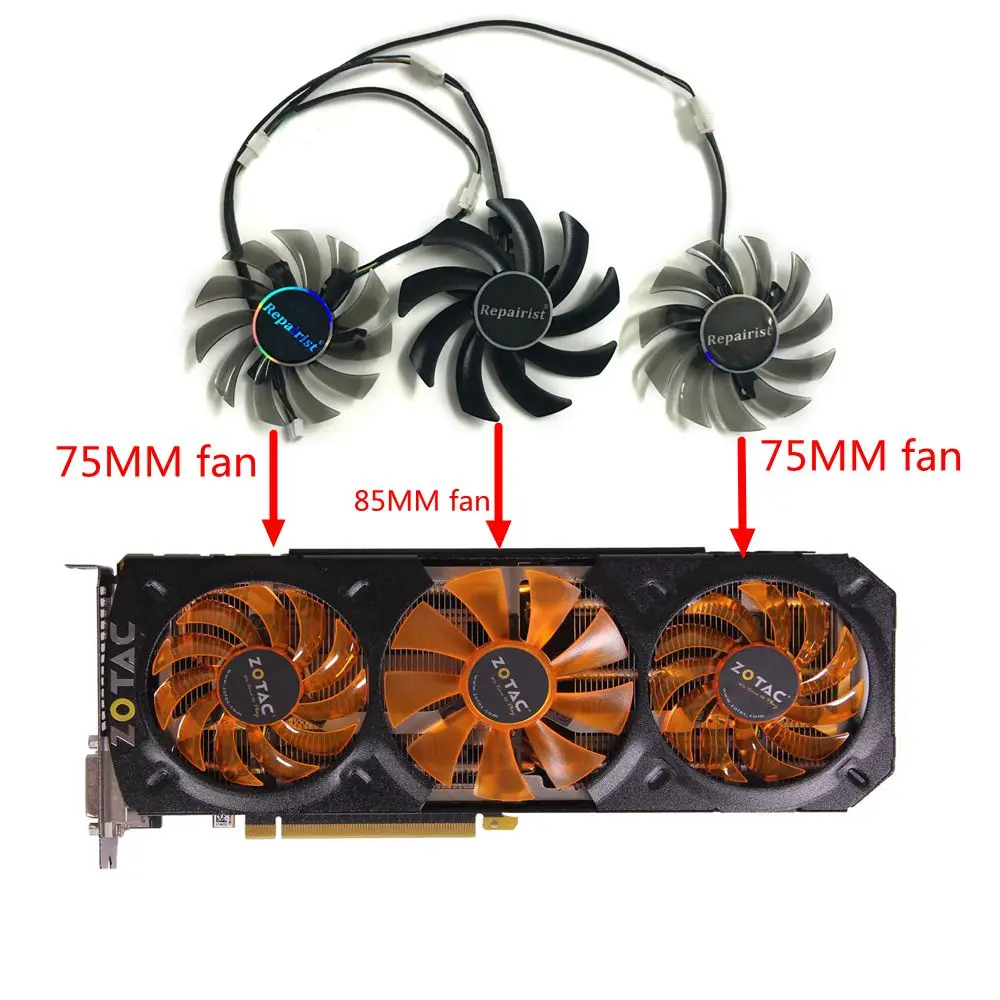 3 шт./lset R9 270X/370X видеокарты охлаждающий вентилятор GPU для Dataland Powercolor DEVIL 270X 370X