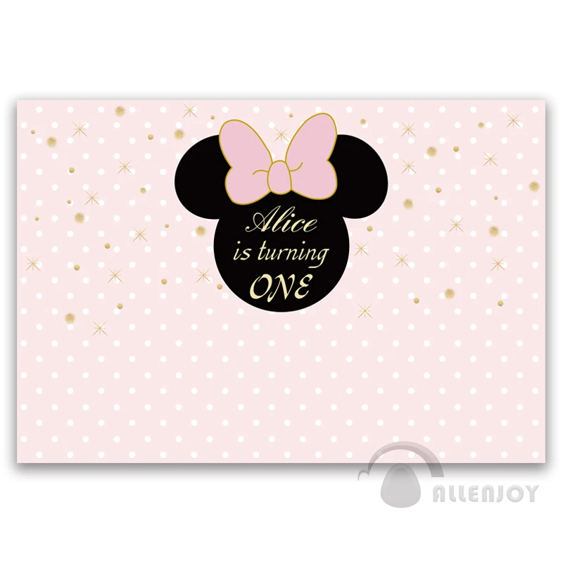 Allenjoy для девочек Мышь фон баннеры Baby Shower 1st празднование Дня Рождения вечерние