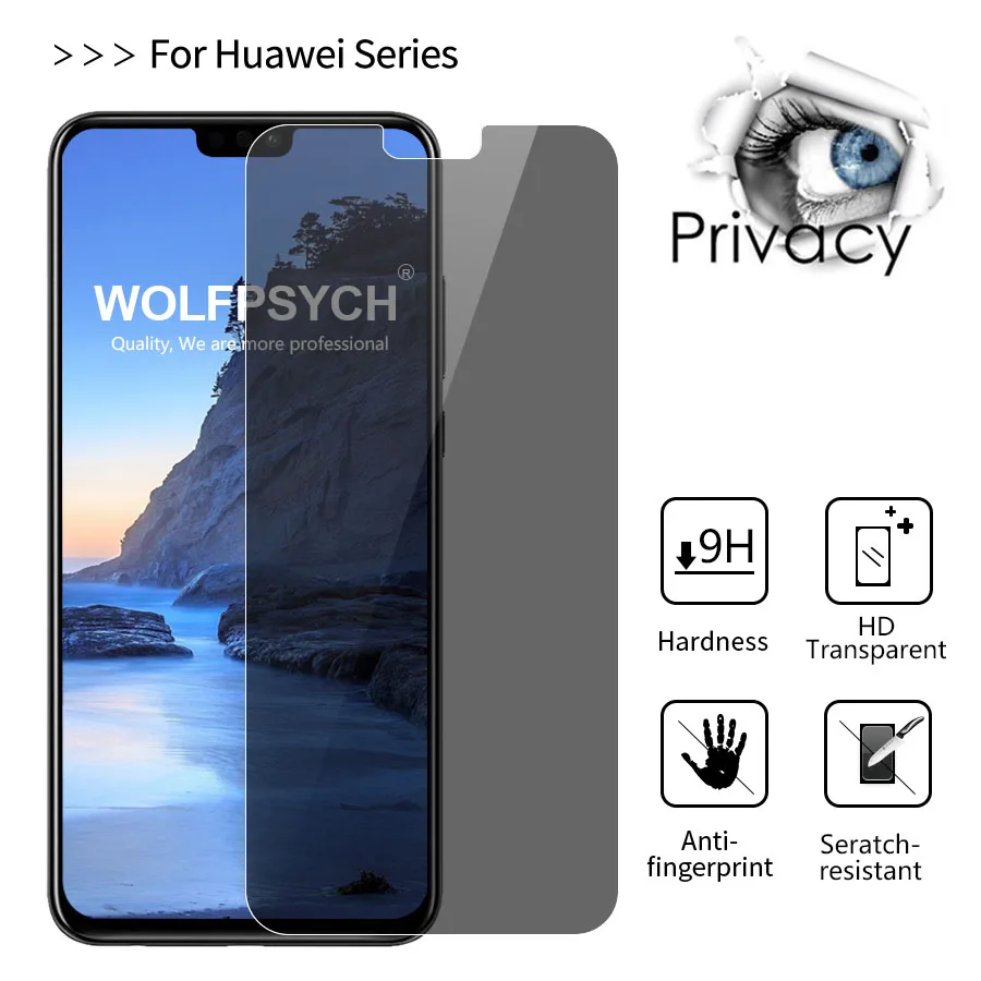 WOLFPSYCH 9 H секретность Антишпион Закаленное стекло Защитная пленка для huawei Honor 8X Max 7X