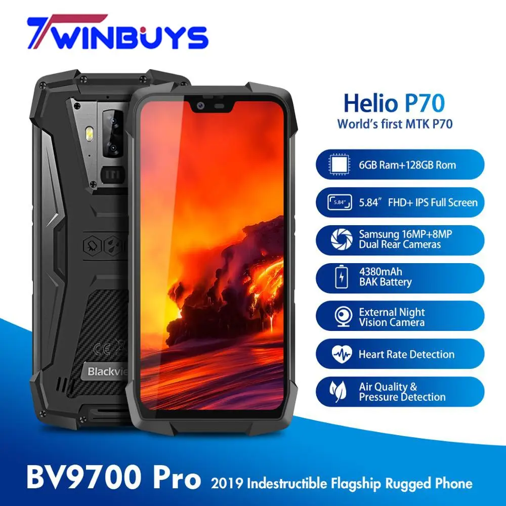 Blackview BV9700 Pro Helio P70 6 ГБ + 128 Android 9 0 смартфон 16 8 Мп Ночное Видение Двойной Камера IP68
