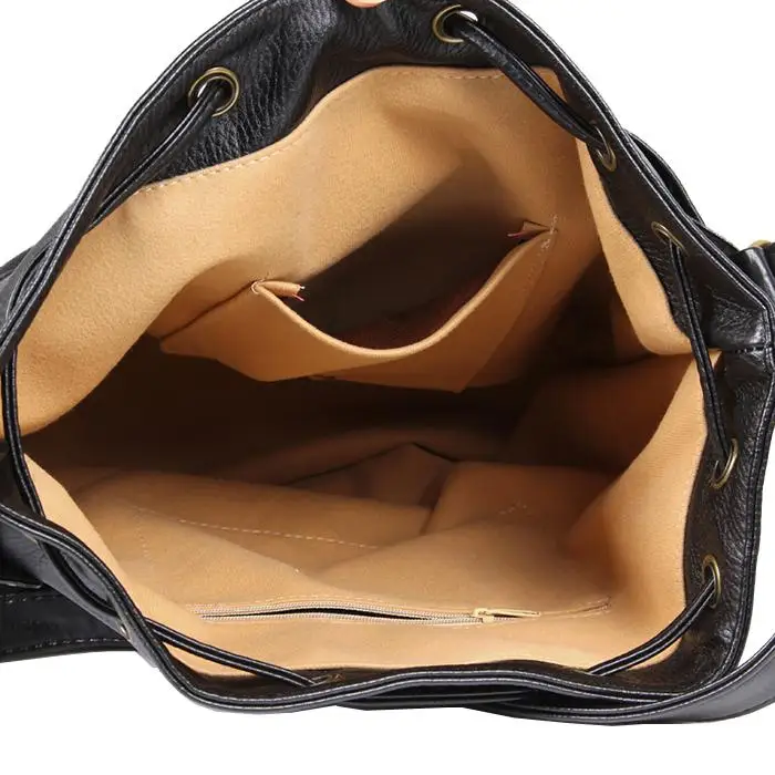 2019 Сумки-мешки винтажные кожаные сумки на шнурке высококачественные женские