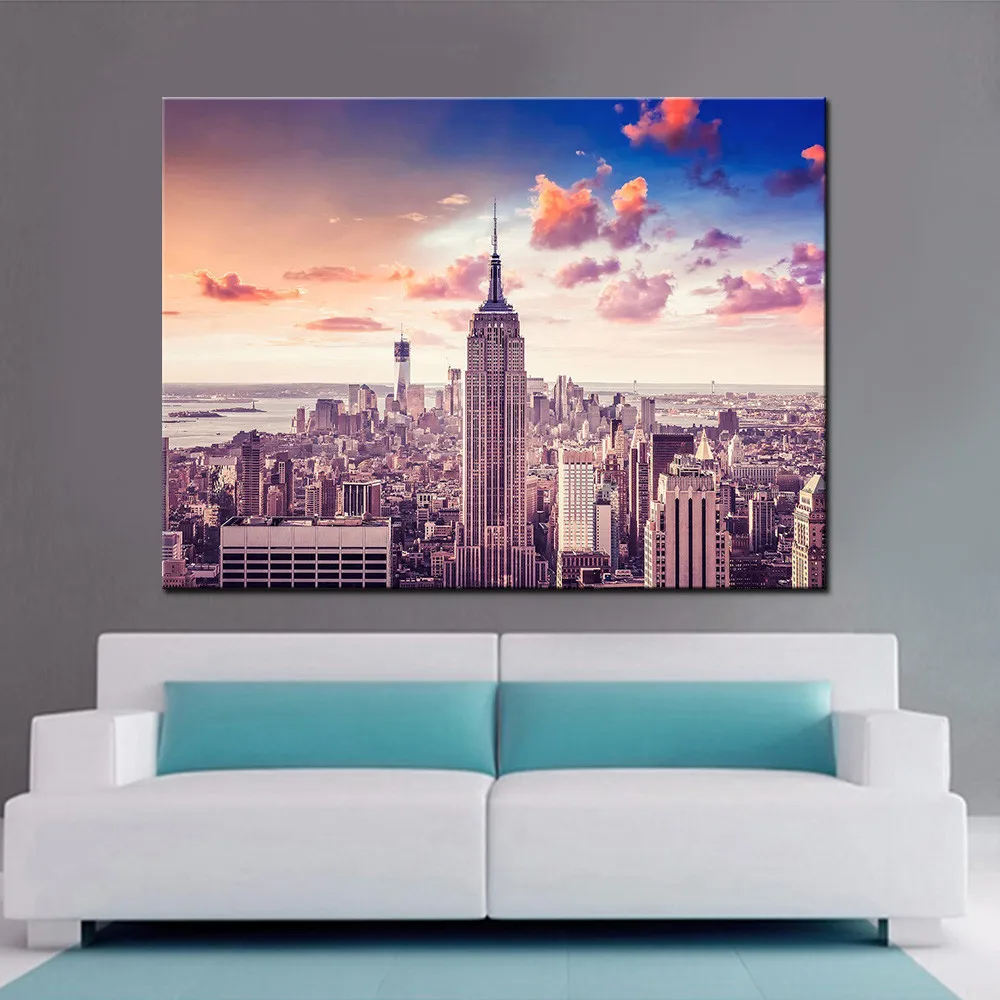 

Холст HD печати стены искусства плакат цельнокроеное платье Нью-Йорк здания картина Аэрофотоснимок, изображение пейзажа, Гостиная домашний ...