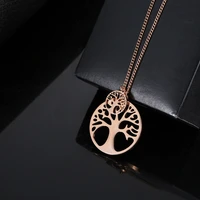 tree of life pendant stainless steel long necklace for women sweater chain gold silver color necklaces boho jewelry 2020 new