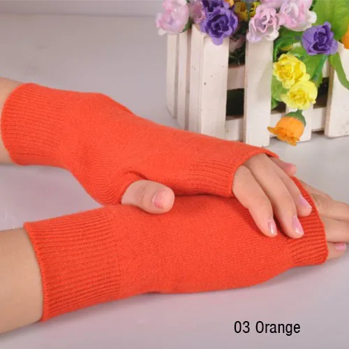 orange Распродажа, перчатки из натуральной овечьей шерсти, женские перчатки с открытыми пальцами, зимняя Осенняя вязаная одежда для женщин, перчатки без пальцев, рукавицы на запястье - Цвет: orange