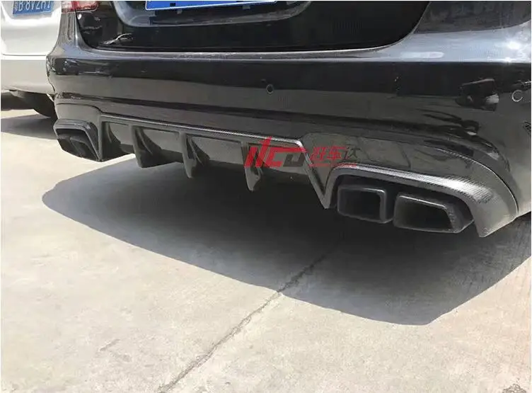 Carbon Finber 4 выхода заднего бампера Диффузор с выхлопными наконечниками для BENZ W212 E63 по EMS