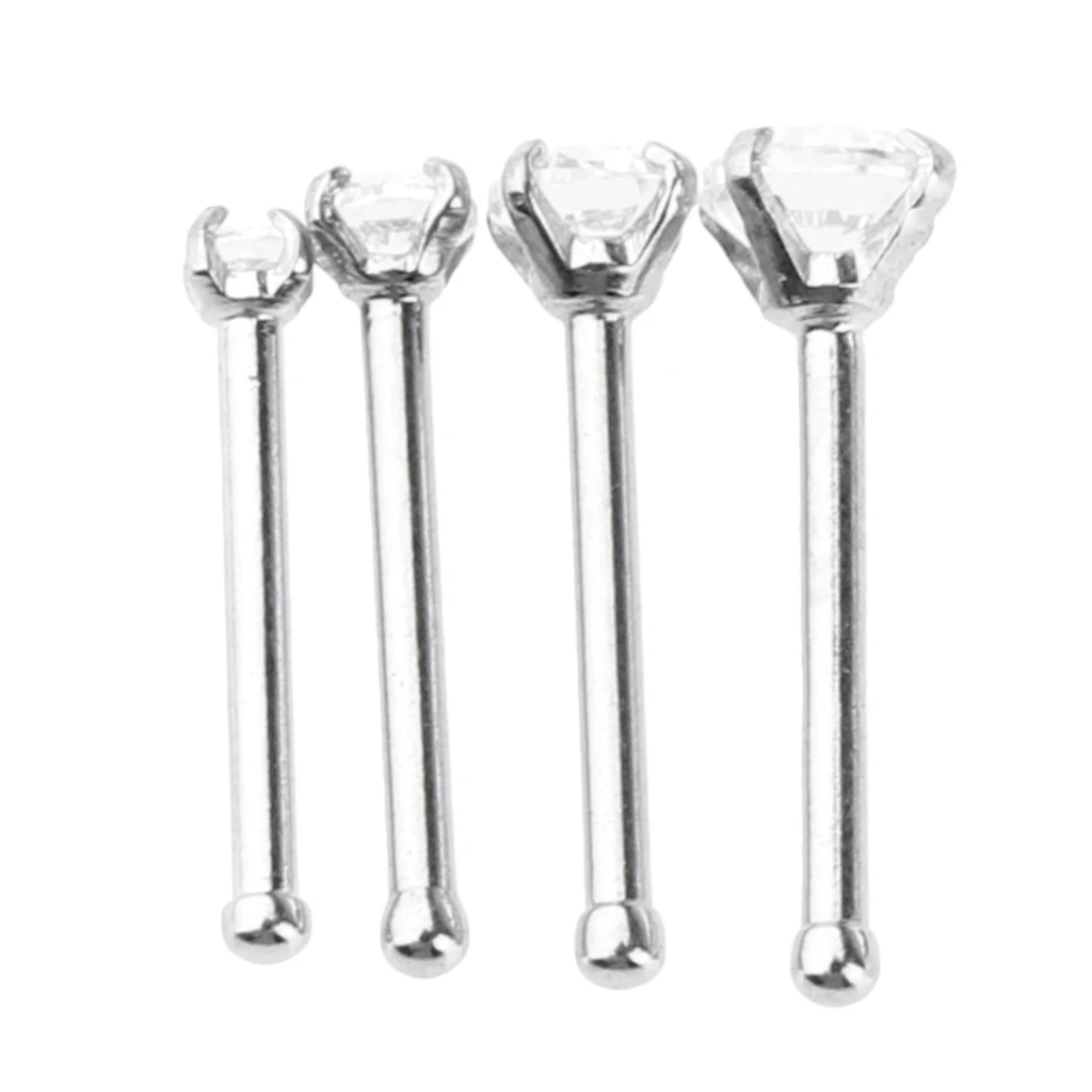 Phenovo 4 Pcs Body Jewelry 7mm Long Straight Bar 1.5mm 2mm 2.5mm 3mm Assorted Size CZ Crystal fit Nose Lip Ear Tragus Piercing | Украшения