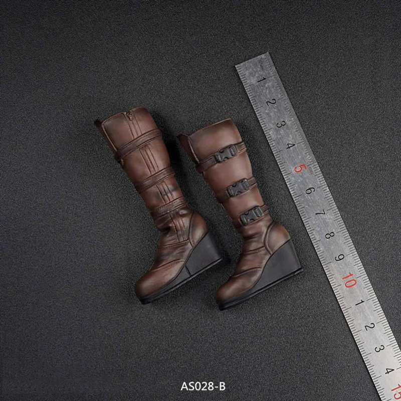 

New 1/6 AS028 Brown Middle Long Combat boots Shoes Models for 12 inches Removable Feet