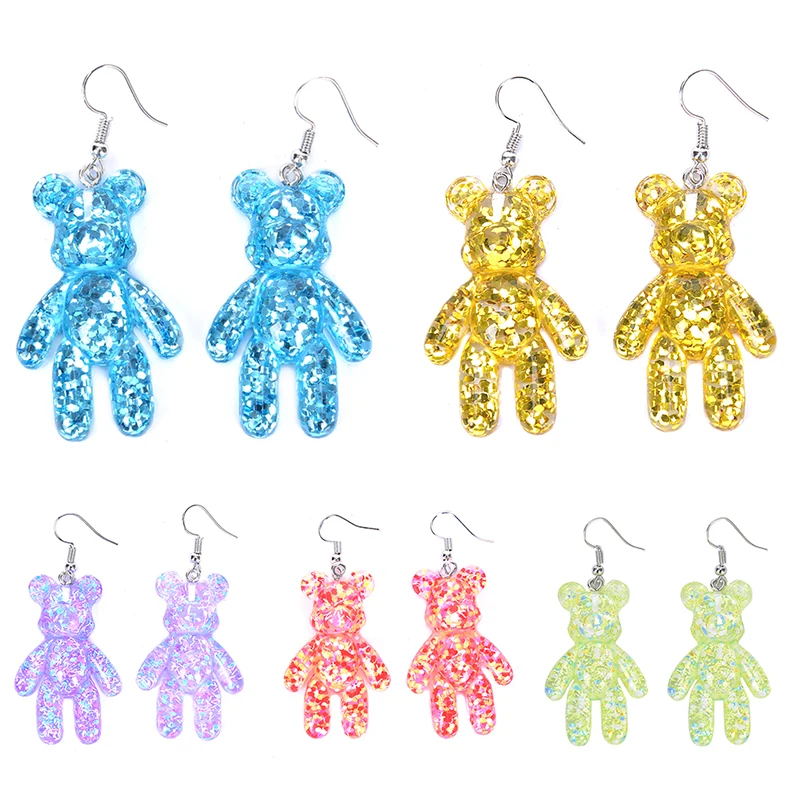 Fashion HandCraft Bear Drop Earrings For Women Party Jewelry Korean Multicolor Crystal Acrylic Long Earring Pendant Accessories | Украшения