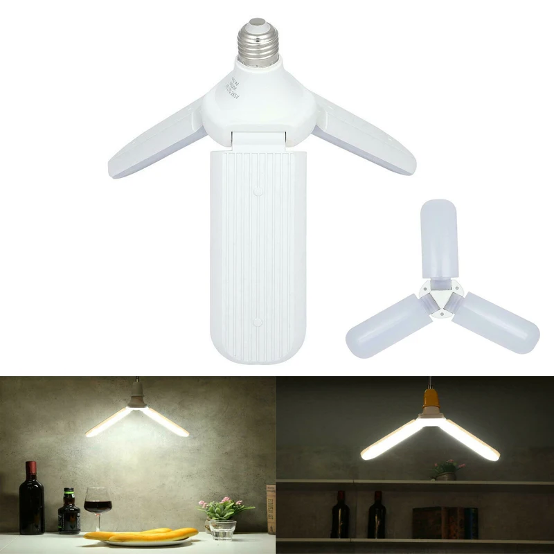 85-265VAC E27 LED Bulb Foldable Fan Blade Bulb 45W  LED Lamp