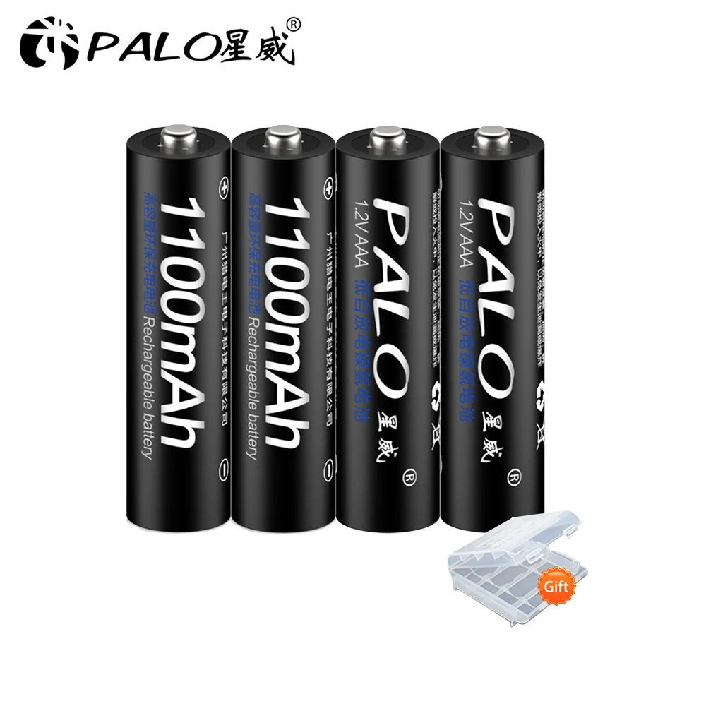 4pcs AAA black PALO 4 шт. AAA 1,2 v NIMH батарея 3A 1100mah aaa аккумуляторная батарея aaa Ni-MH батареи AAA аккумуляторная батарея для камеры игрушки - Цвет: 4pcs AAA black