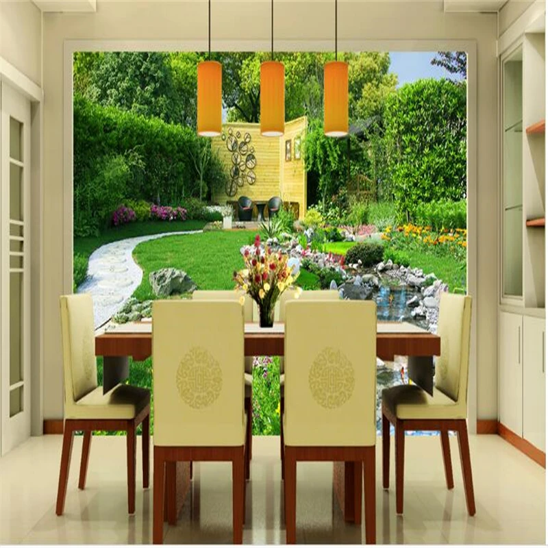 beibehang 3d custom photo wallpaper wall murals stickers Garden river landscape background painting | Обустройство дома