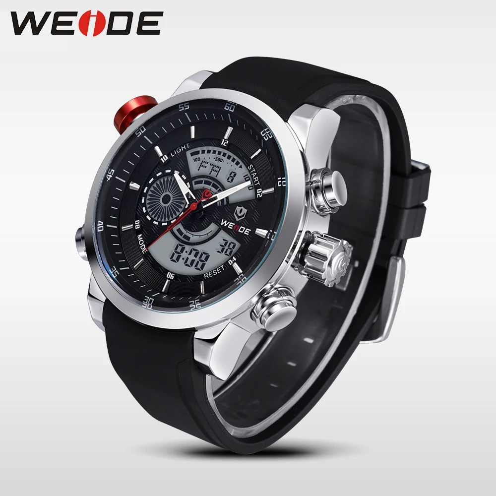 WEIDE военные мужские спортивные часы с кожаным ремешком и будильником наручные