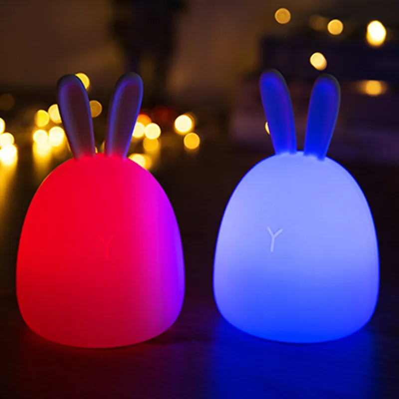 Силиконовый светодиодный ночник с кроликом многоцветный RGB светильник USB