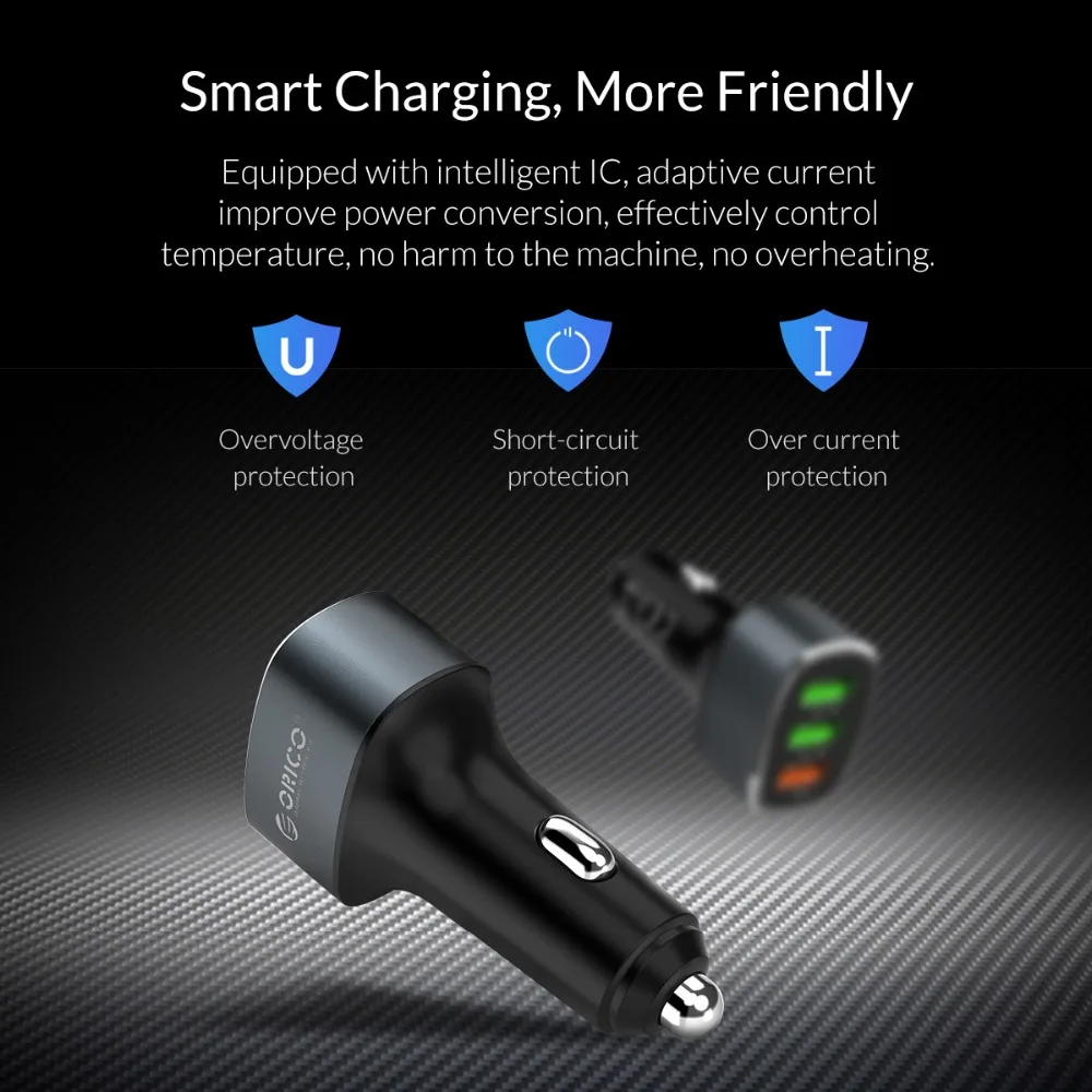 ORICO USB быстрое зарядное устройство 3,0 быстрое зарядное устройство автомобильное зарядное устройство 3 USB автомобильный адаптер зарядного устройства для телефона для iphone huawei samsung универсальный телефон