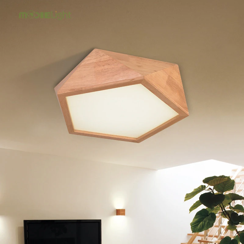 Mooielight Creative Wood Geometric LED Ceiling Lamps modern living room bedroom aisle ceiling light, Indoor Lighting Fixture