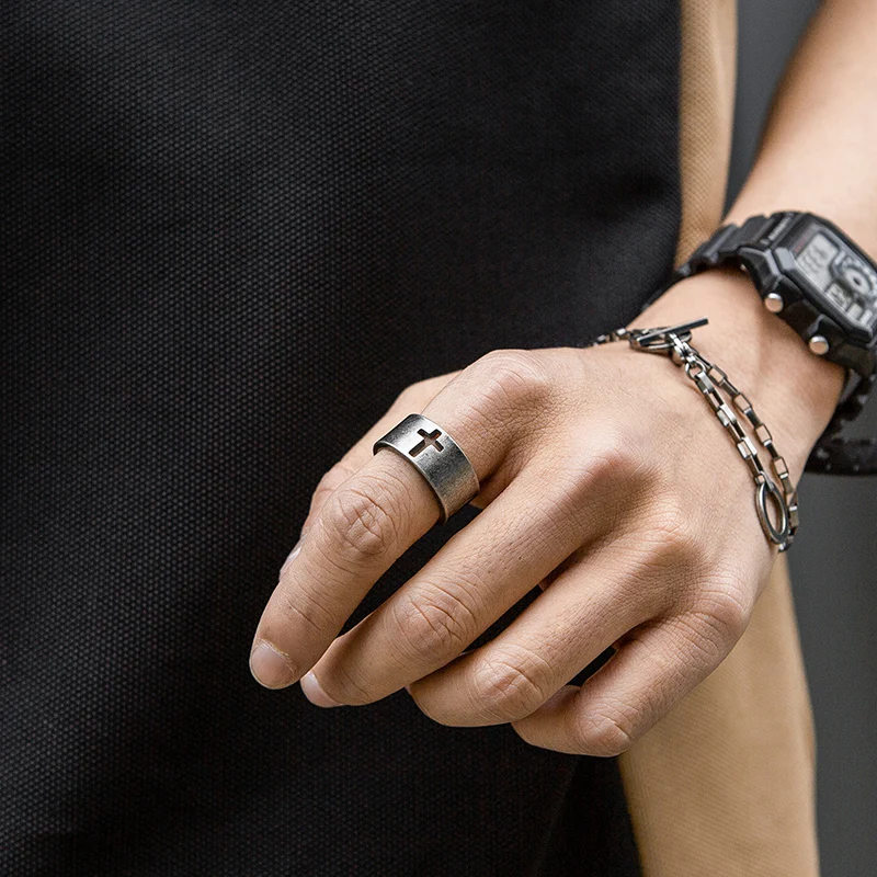 Onlysda панк готический Титан Нержавеющая сталь антикварное простое кольцо с