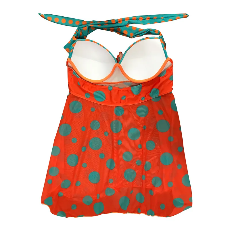 2018 плюс Размеры купальники Для женщин Оранжевый Купальник женский Push Up в горошек