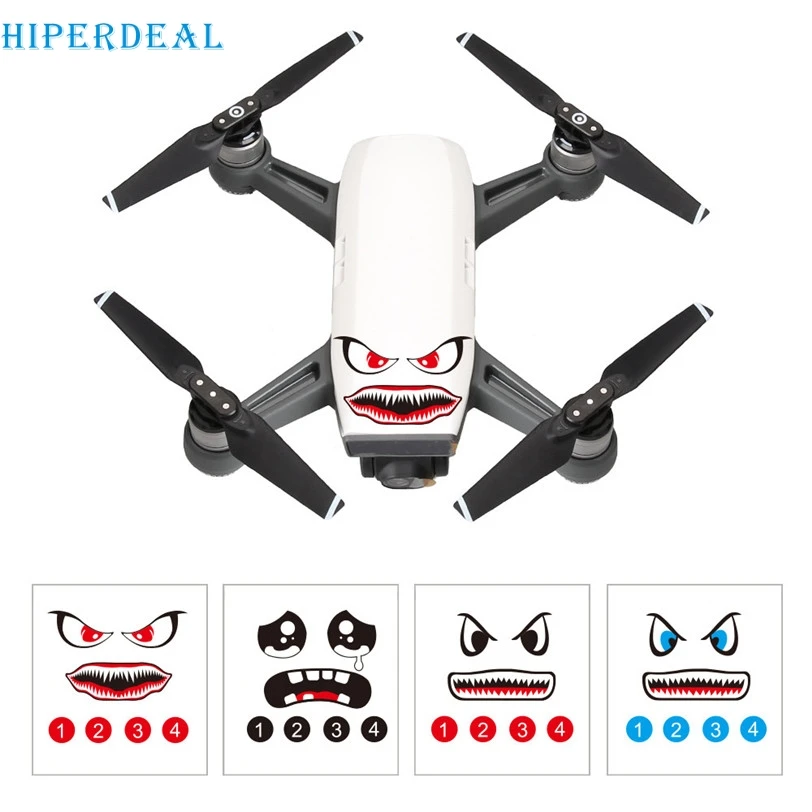 HIPERDEAL 4 шт. DIY мультфильм Искусство Наклейка в виде акулы наклейка глаза кожи для DJI Spark Mavic Pro профессиональная Водонепроницаемая наклейка# 3O