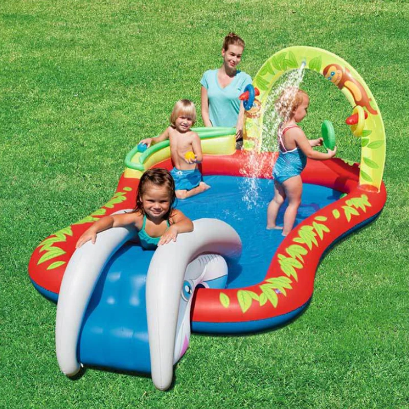 

Large children inflatable plastic swimming pool outdoor garden antiskid bottom water spray ball pool