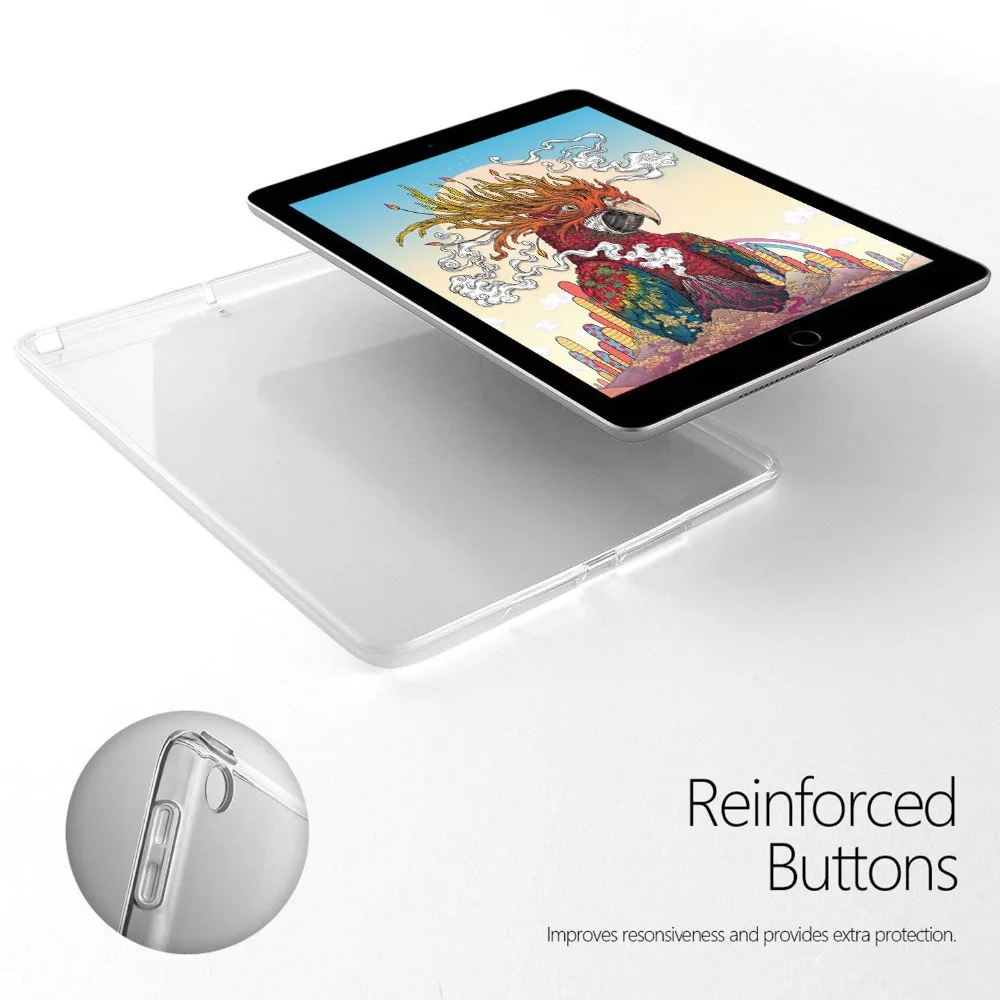 Чехол Kemile для iPad 2018 и 2017 9 7 мягкий гибкий бампер прозрачный резиновый защитный