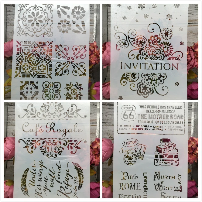 Трафареты для рукоделия 4 шт./компл. А4 раскраска скрапбукинга декоративная