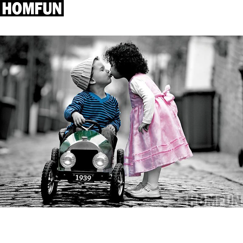 

HOMFUN Full Square/Round Drill 5D DIY Diamond Painting "Child baby" Embroidery Cross Stitch 5D Home Decor Gift A04077