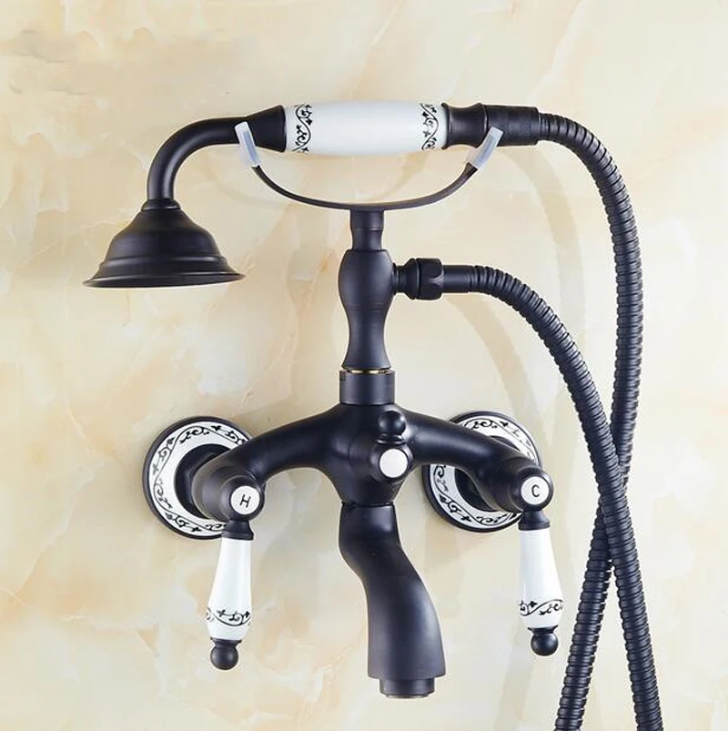 Смеситель для ванны с ручным душевым краном ванной комнаты Черный кран смеситель