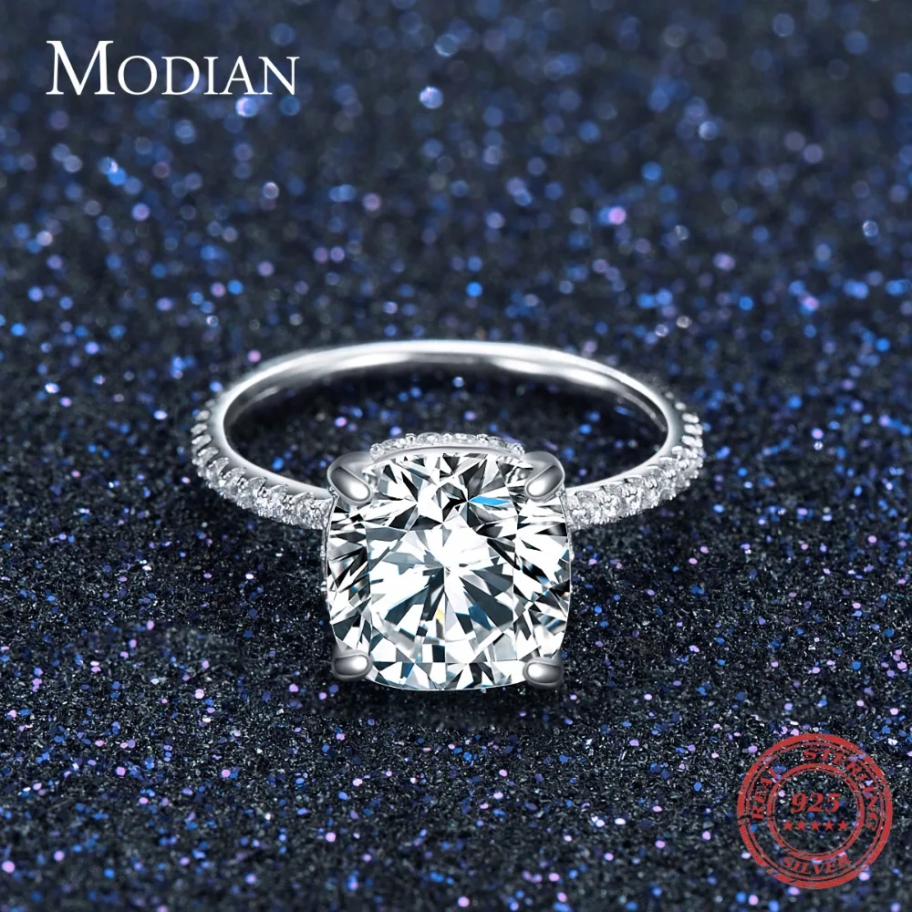 Modian Роскошная натуральная 925 Серебряное кольцо классический 4CT 10 сердца стрелы с