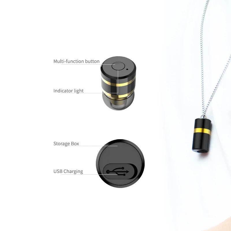 Мини Беспроводной Bluetooth Наушники Спорт наушники кулон гарнитура встроенный